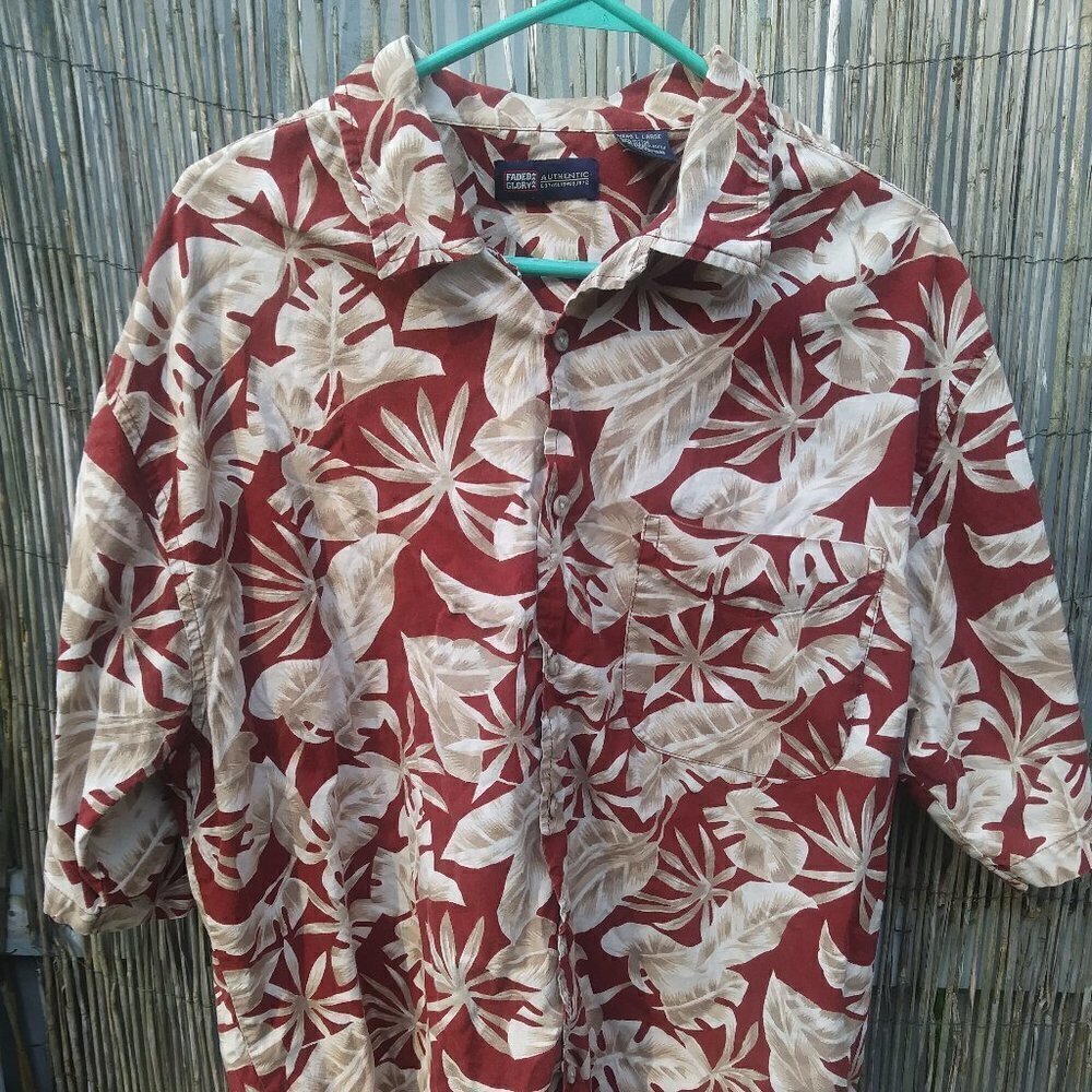 Faded Glory Hawaiian Button Down Men - L